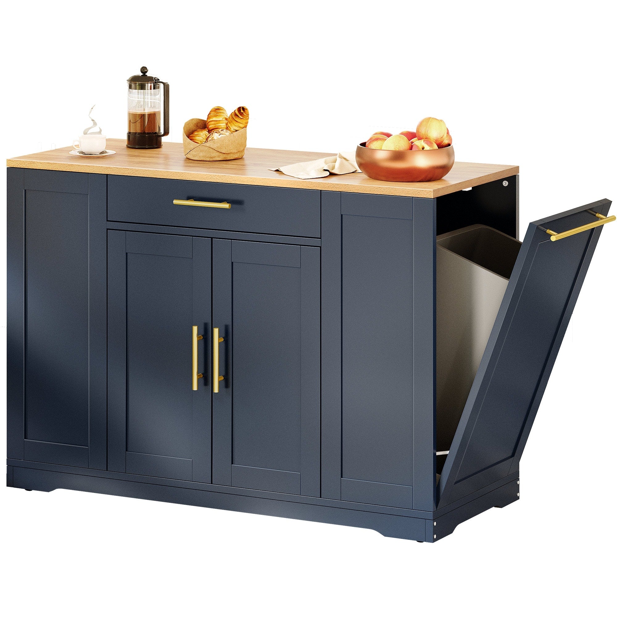 Meuble de rangement pour îlot de cuisine roulant Moasis de 53 pouces, chariot de cuisine mobile portable