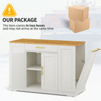 Meuble de rangement pour îlot de cuisine roulant Moasis de 53 pouces, chariot de cuisine mobile portable
