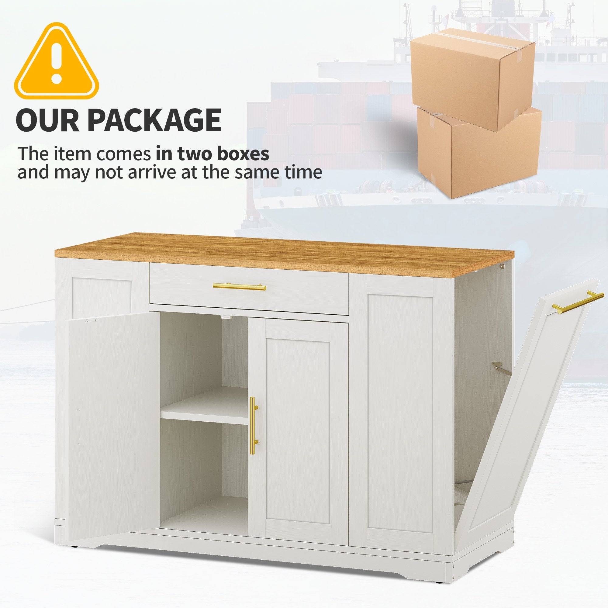 Meuble de rangement pour îlot de cuisine roulant Moasis de 53 pouces, chariot de cuisine mobile portable