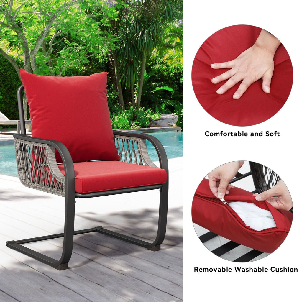 Ensemble de bistrot de jardin Moasis Red 3 pièces avec sièges rembourrés