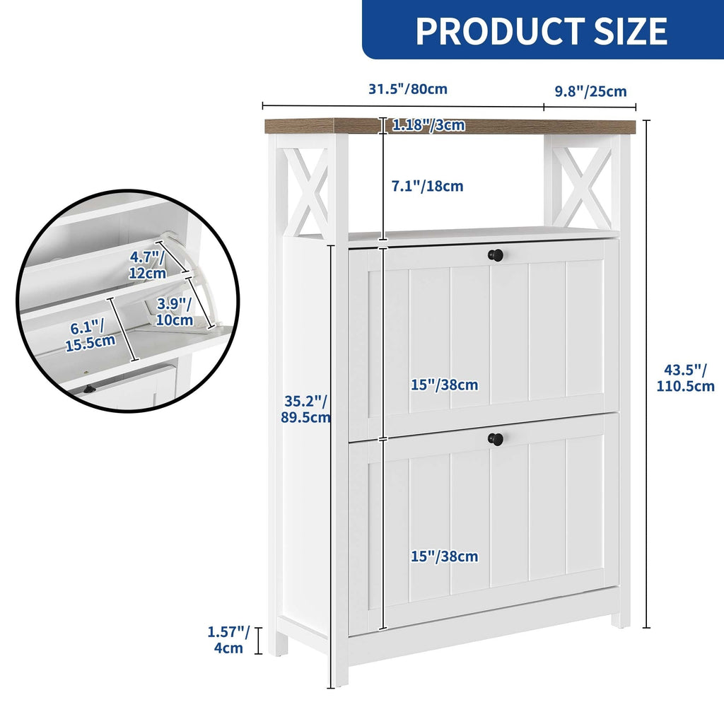 Meuble de rangement à chaussures Moasis avec 2 compartiments pour entrée et couloir