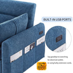 Canapé-lit 2 places moderne en microfibre avec dossier réglable, poches de rangement, 2 oreillers moelleux et ports USB.