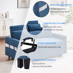 Canapé-lit 2 places moderne en microfibre avec dossier réglable, poches de rangement, 2 oreillers moelleux et ports USB.