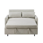 Canapé-lit 2 places moderne en microfibre avec dossier réglable, poches de rangement, 2 oreillers moelleux et ports USB.