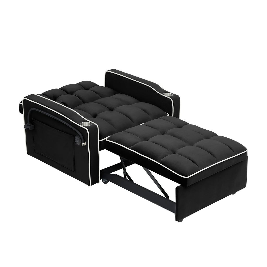 Canapé-lit convertible 3 en 1 moderne 70.86 avec dossier réglable et port de chargement USB pour le salon
