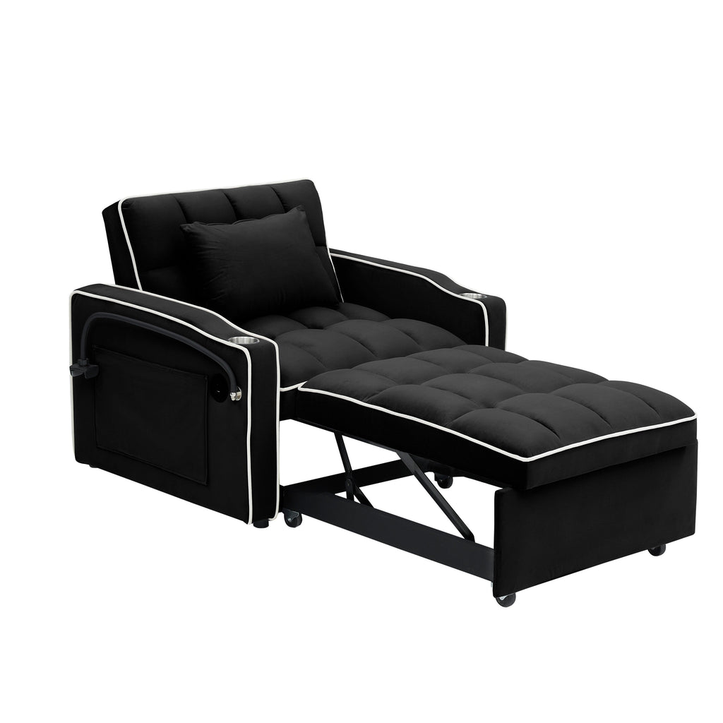 Canapé-lit convertible 3 en 1 moderne 70.86 avec dossier réglable et port de chargement USB pour le salon