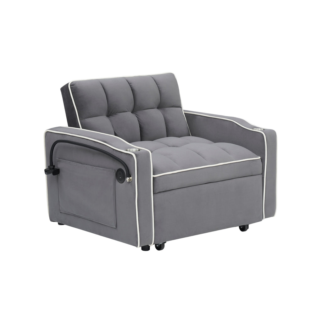 Canapé-lit convertible 3 en 1 moderne 70.86 avec dossier réglable et port de chargement USB pour le salon