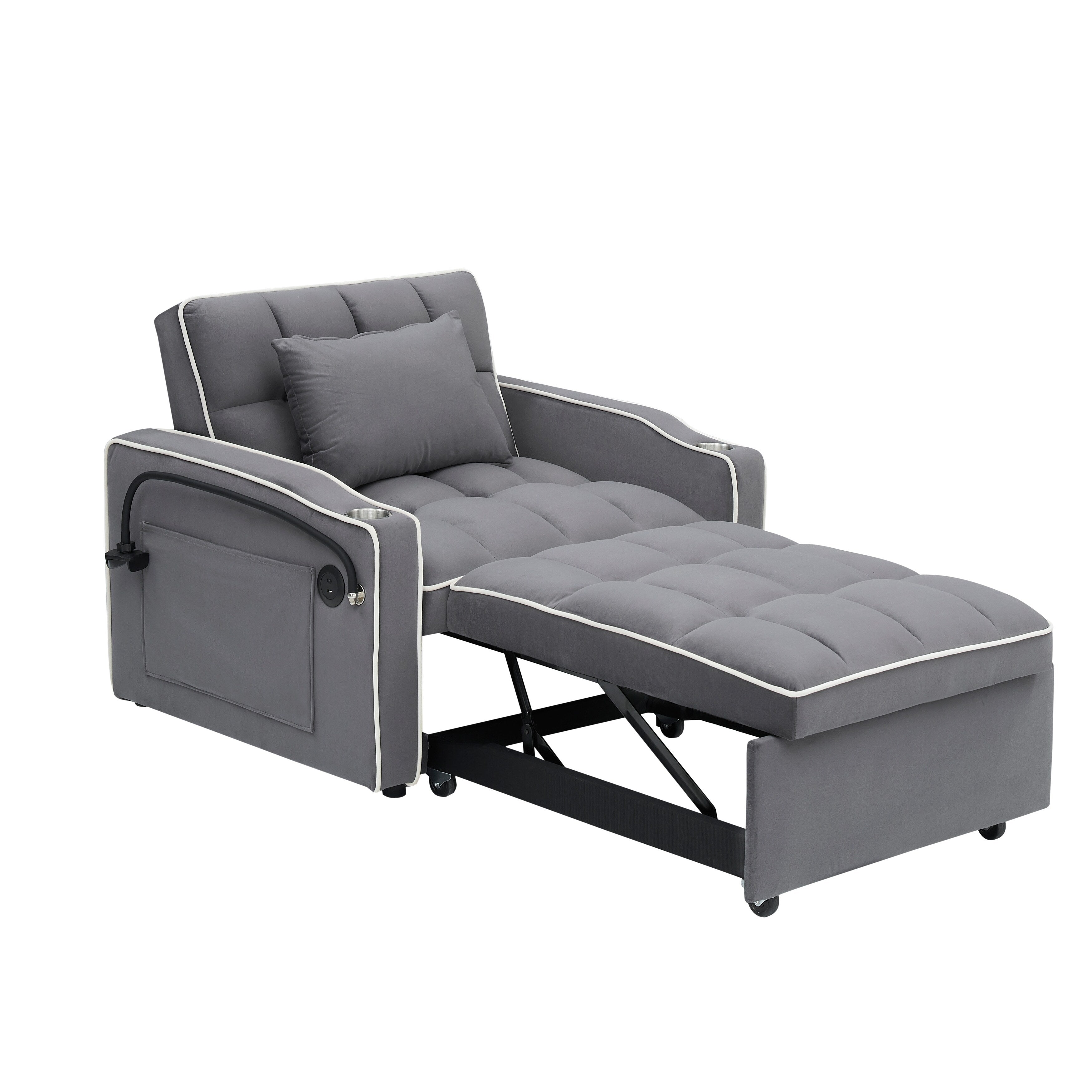 Canapé-lit convertible 3 en 1 moderne 70.86 avec dossier réglable et port de chargement USB pour le salon