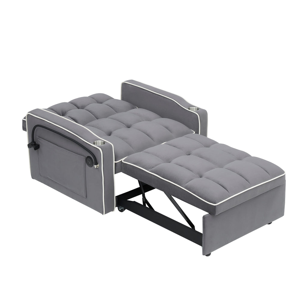 Canapé-lit convertible 3 en 1 moderne 70.86 avec dossier réglable et port de chargement USB pour le salon