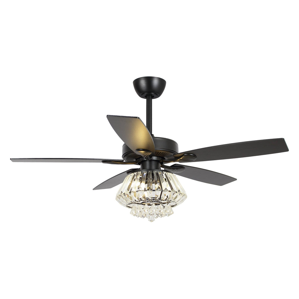 Ventilateur de plafond moderne en cristal chromé de 52 pouces avec télécommande