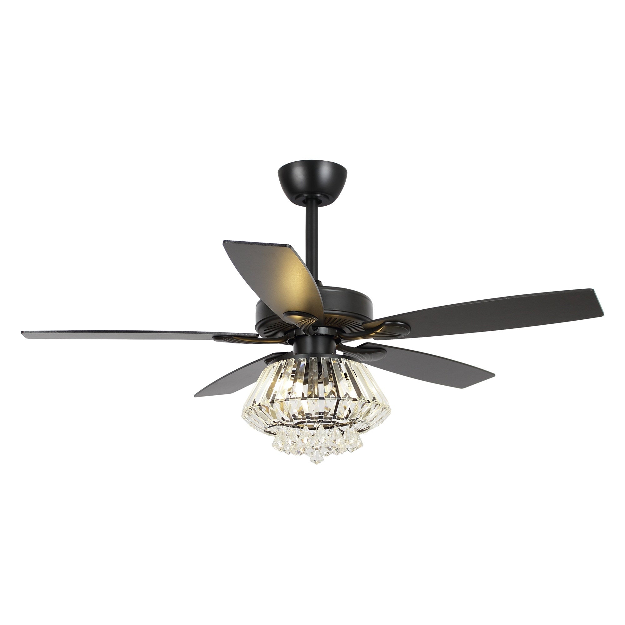 Ventilateur de plafond moderne en cristal chromé de 52 pouces avec télécommande