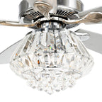 Ventilateur de plafond moderne en cristal chromé de 52 pouces avec télécommande