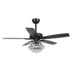 Ventilateur de plafond moderne en cristal chromé de 52 pouces avec télécommande