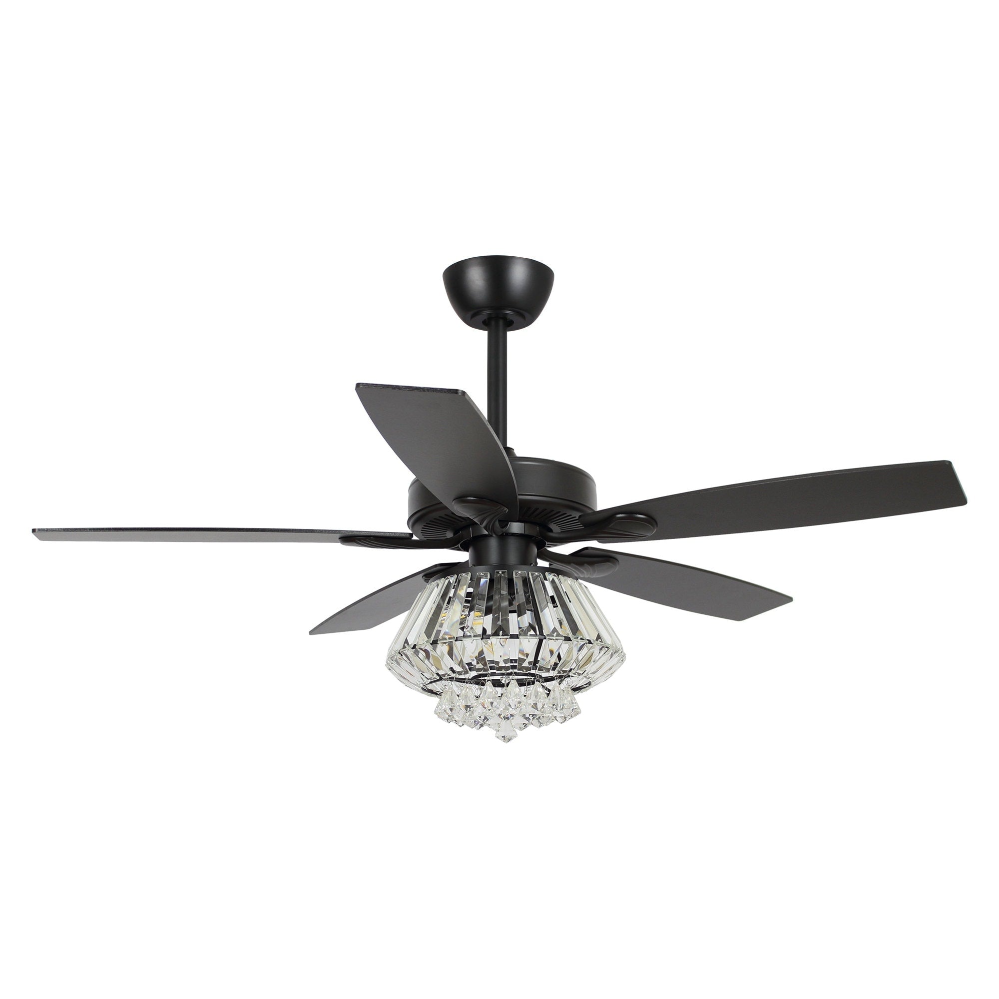 Ventilateur de plafond moderne en cristal chromé de 52 pouces avec télécommande