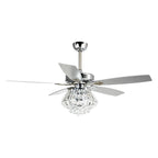 Ventilateur de plafond moderne en cristal chromé de 52 pouces avec télécommande