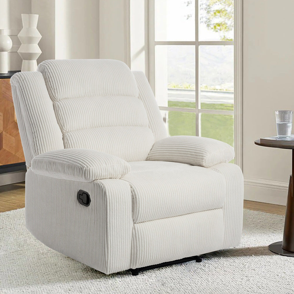 Fauteuil inclinable manuel moderne en velours côtelé, fauteuil inclinable réglable avec accoudoirs larges