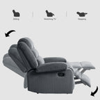 Fauteuil inclinable manuel moderne en velours côtelé, fauteuil inclinable réglable avec accoudoirs larges