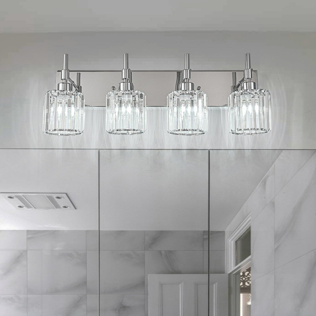 Appliques murales modernes à intensité variable pour salle de bain avec abat-jour en cristal