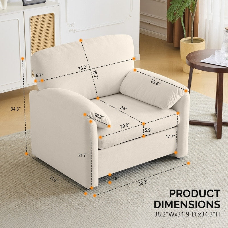 Fauteuil d'appoint moderne à oreilles d'éléphant, siège confortable pour salon et chambre