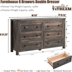 Commode 6 tiroirs style ferme, meuble TV en bois, commode
