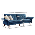 Canapé-lit futon moderne, canapé-lit convertible avec pieds fuselés en bois, 78,35 l, petit canapé à dossier divisé pour salon