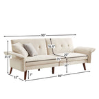 Canapé-lit futon moderne, canapé-lit convertible avec pieds fuselés en bois, 78,35 l, petit canapé à dossier divisé pour salon