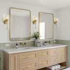 Applique murale moderne dorée à intensité variable, style cylindre glamour pour salle de bain, en cristal, pour meuble-lavabo