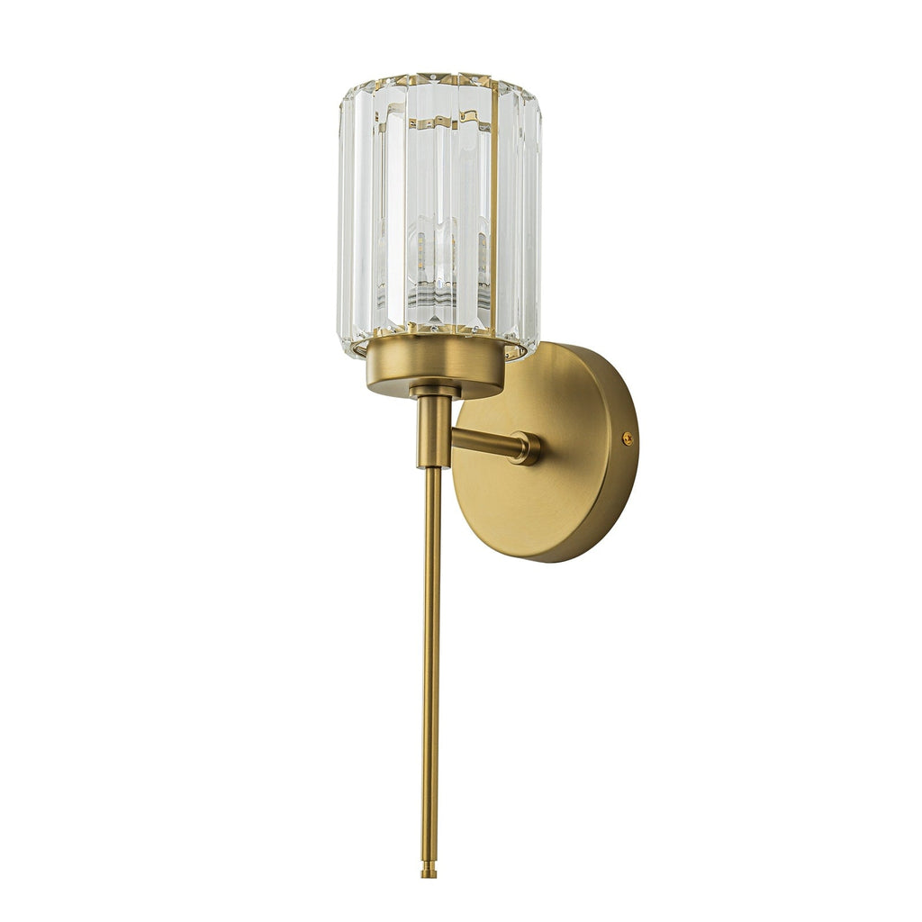 Applique murale moderne dorée à intensité variable, style cylindre glamour pour salle de bain, en cristal, pour meuble-lavabo