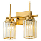 Applique murale moderne dorée à intensité variable, style cylindre glamour pour salle de bain, en cristal, pour meuble-lavabo