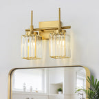 Applique murale moderne dorée à intensité variable, style cylindre glamour pour salle de bain, en cristal, pour meuble-lavabo