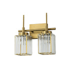 Applique murale moderne dorée à intensité variable, style cylindre glamour pour salle de bain, en cristal, pour meuble-lavabo