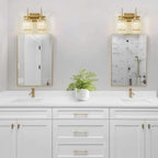 Applique murale moderne dorée à intensité variable, style cylindre glamour pour salle de bain, en cristal, pour meuble-lavabo