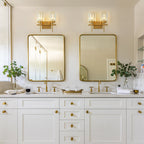 Applique murale moderne dorée à intensité variable, style cylindre glamour pour salle de bain, en cristal, pour meuble-lavabo