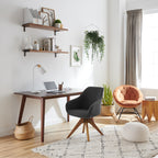 Fauteuil d'appoint pivotant Art Leon pour bureau moderne avec pieds en bois
