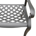 Ensemble de salle à manger d'extérieur moderne et orné en aluminium maillé, de 160 cm de large, avec plateau tournant et six chaises - N/A