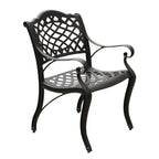 Ensemble de salle à manger d'extérieur moderne et orné en aluminium maillé, de 160 cm de large, avec plateau tournant et six chaises - N/A