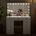 Miroir de maquillage pliable blanc moderne avec éclairage réglable - 40,2 x 54,1