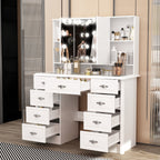 Miroir de maquillage pliable blanc moderne avec éclairage réglable - 40,2 x 54,1