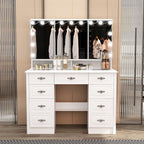 Miroir de maquillage pliable blanc moderne avec éclairage réglable - 40,2 x 54,1
