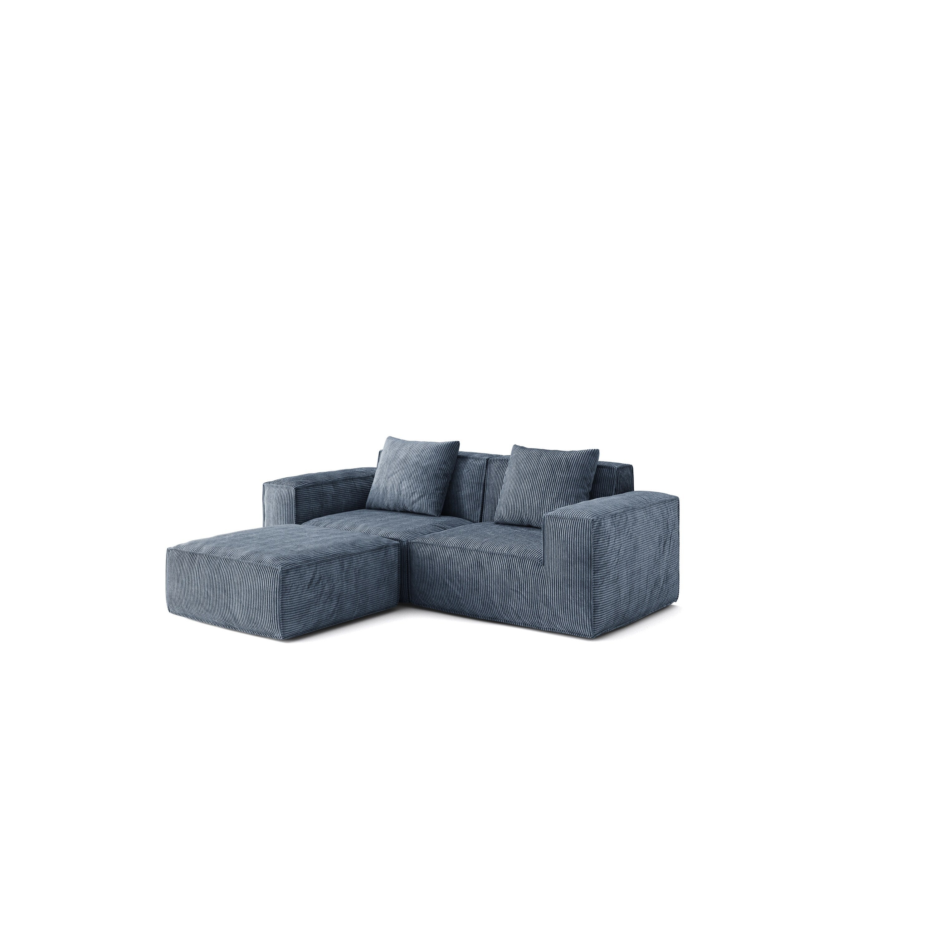Canapé convertible modulable 2 places en velours côtelé gris