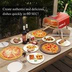Four à pizza extérieur multi-combustible, machine à pizza cuite sur pierre avec brûleur à gaz et boîte à bois - 12 pouces