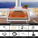 Four à pizza extérieur multi-combustible, machine à pizza cuite sur pierre avec brûleur à gaz et boîte à bois - 12 pouces