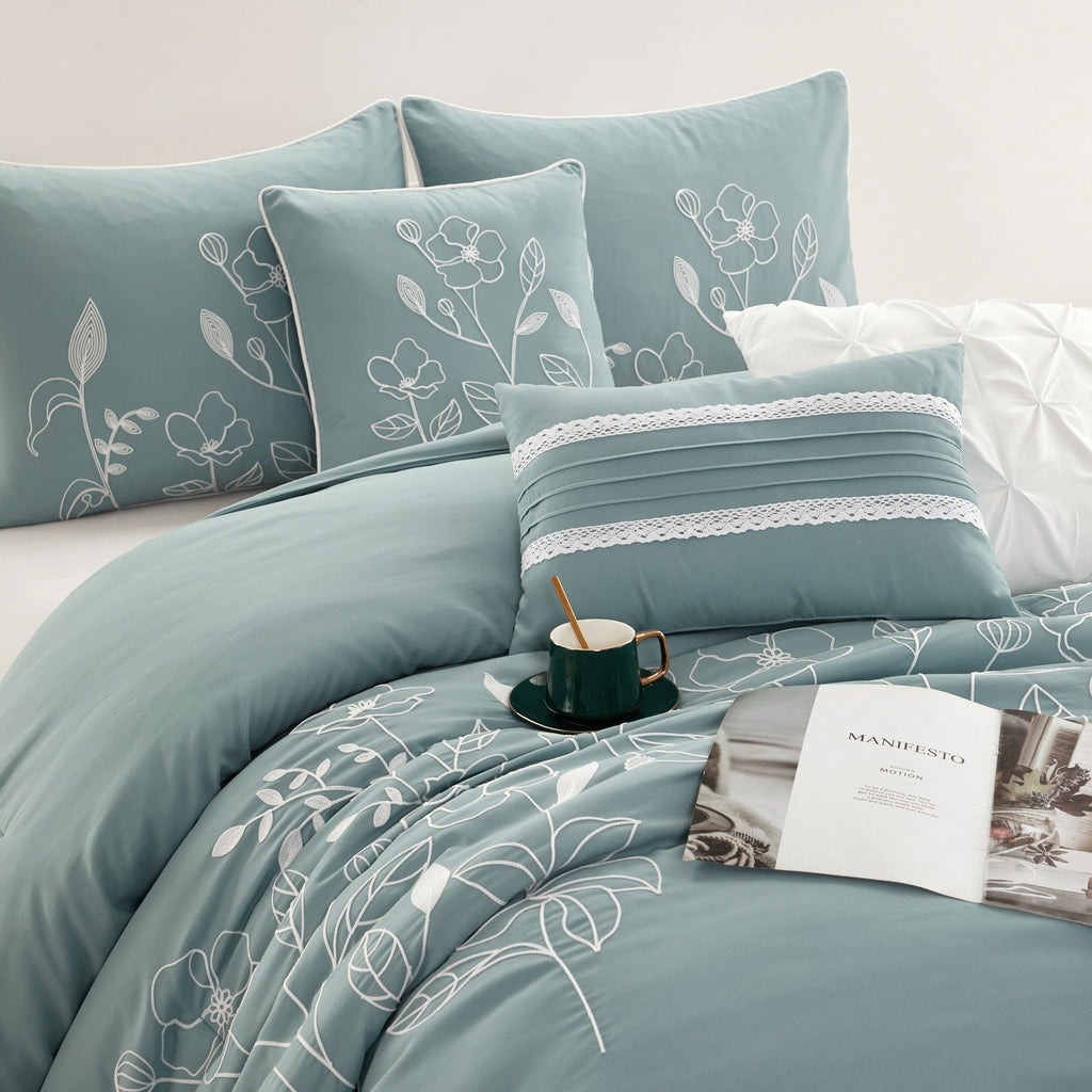 Ensemble de couette florale botanique Nanshing Taylor 7 pièces