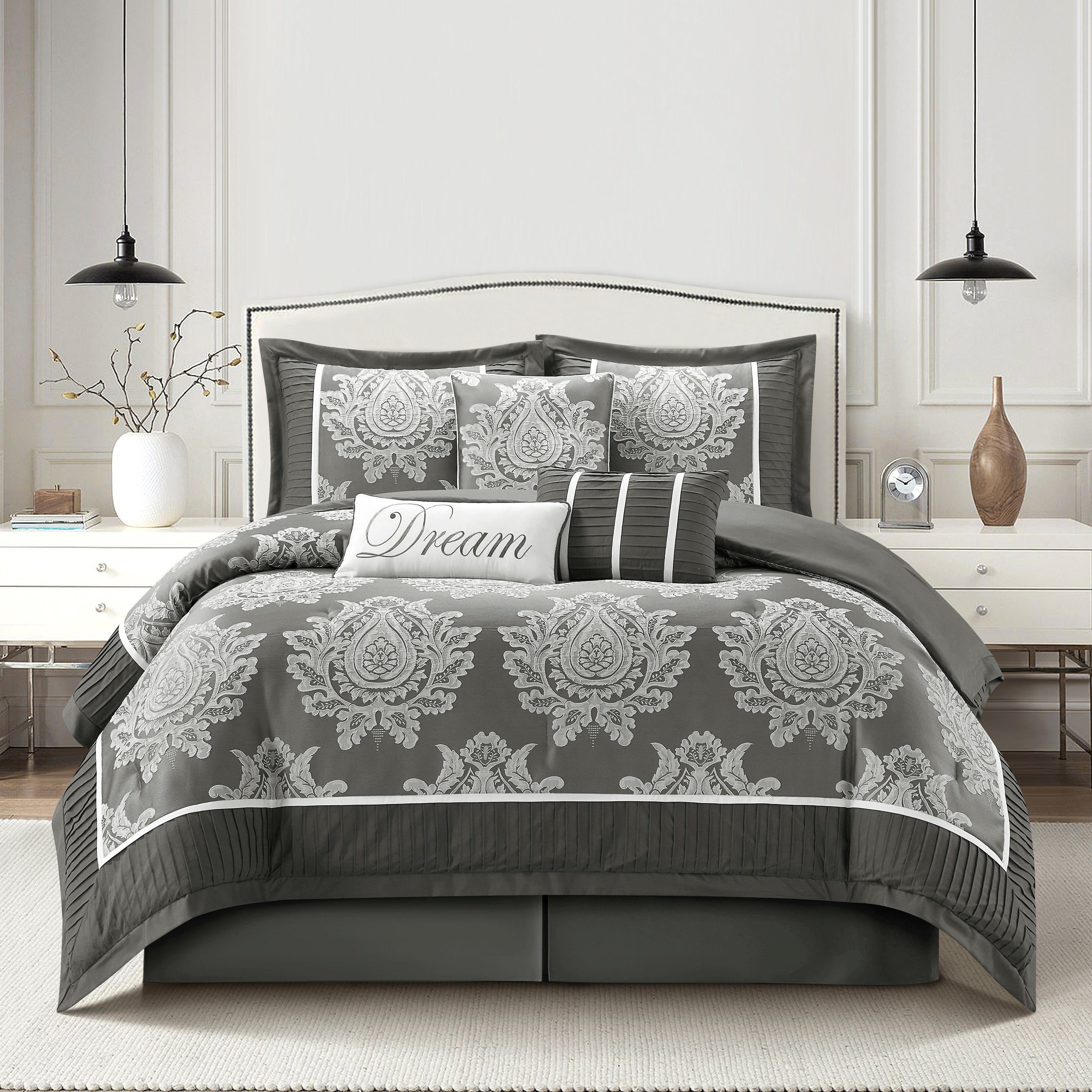 Ensemble de couette traditionnelle damassée Nanshing Tiana 7 pièces