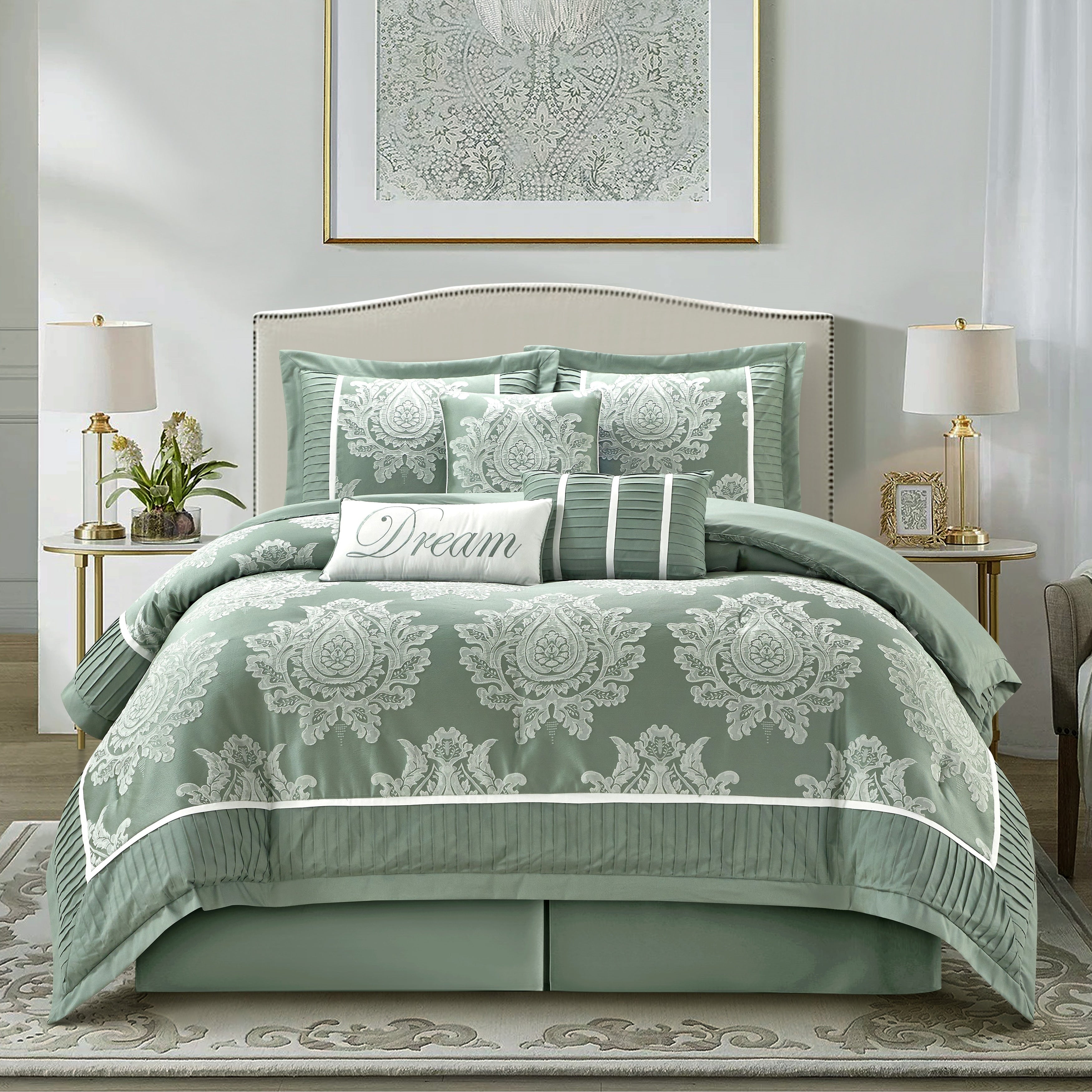 Ensemble de couette traditionnelle damassée Nanshing Tiana 7 pièces