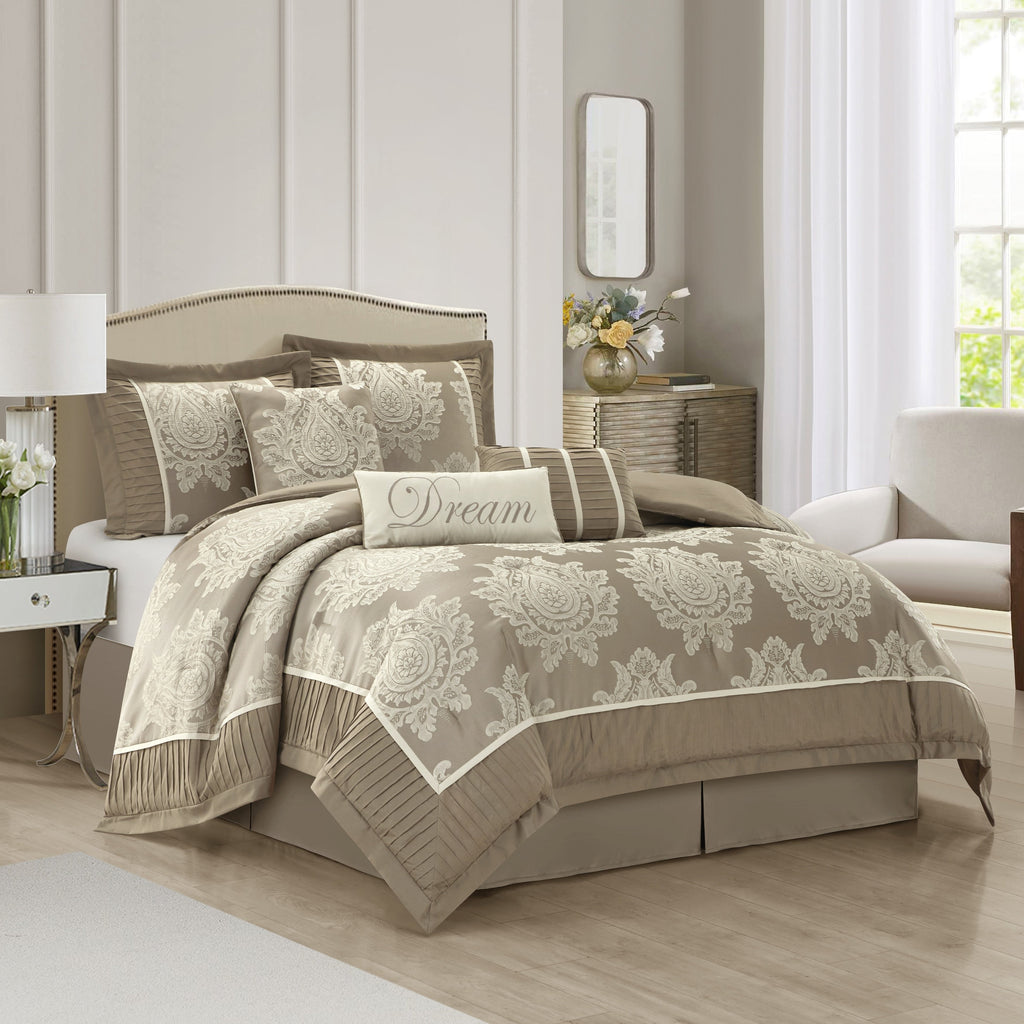 Ensemble de couette traditionnelle damassée Nanshing Tiana 7 pièces