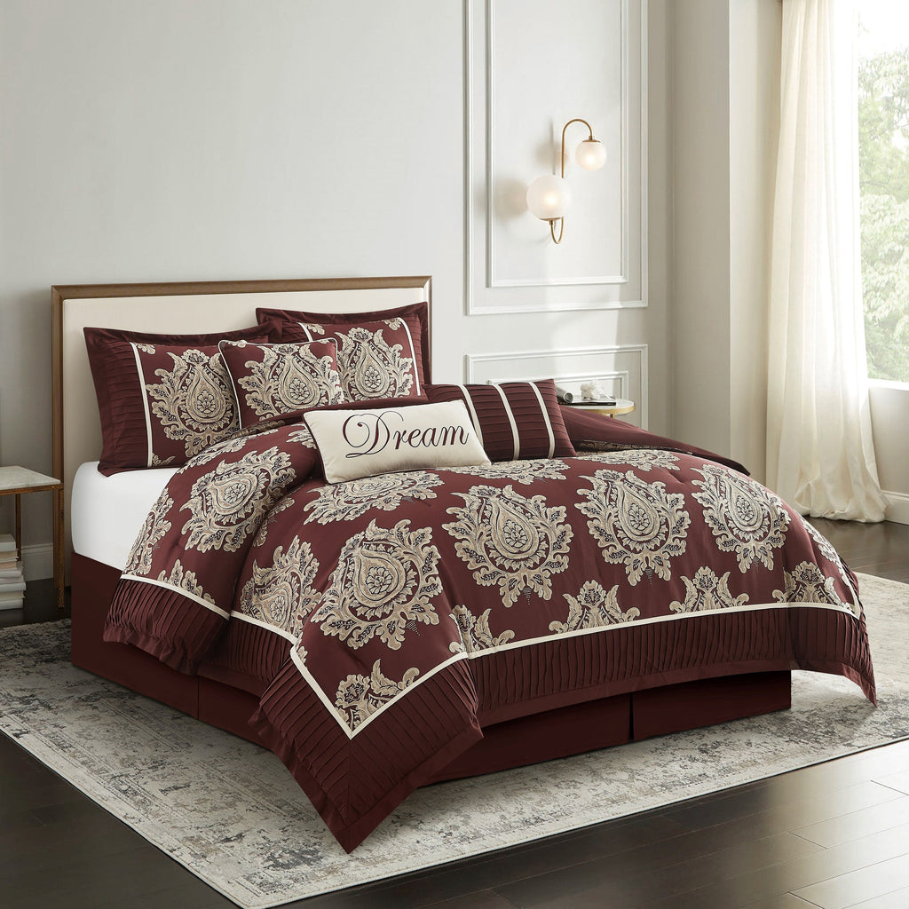 Ensemble de couette traditionnelle damassée Nanshing Tiana 7 pièces