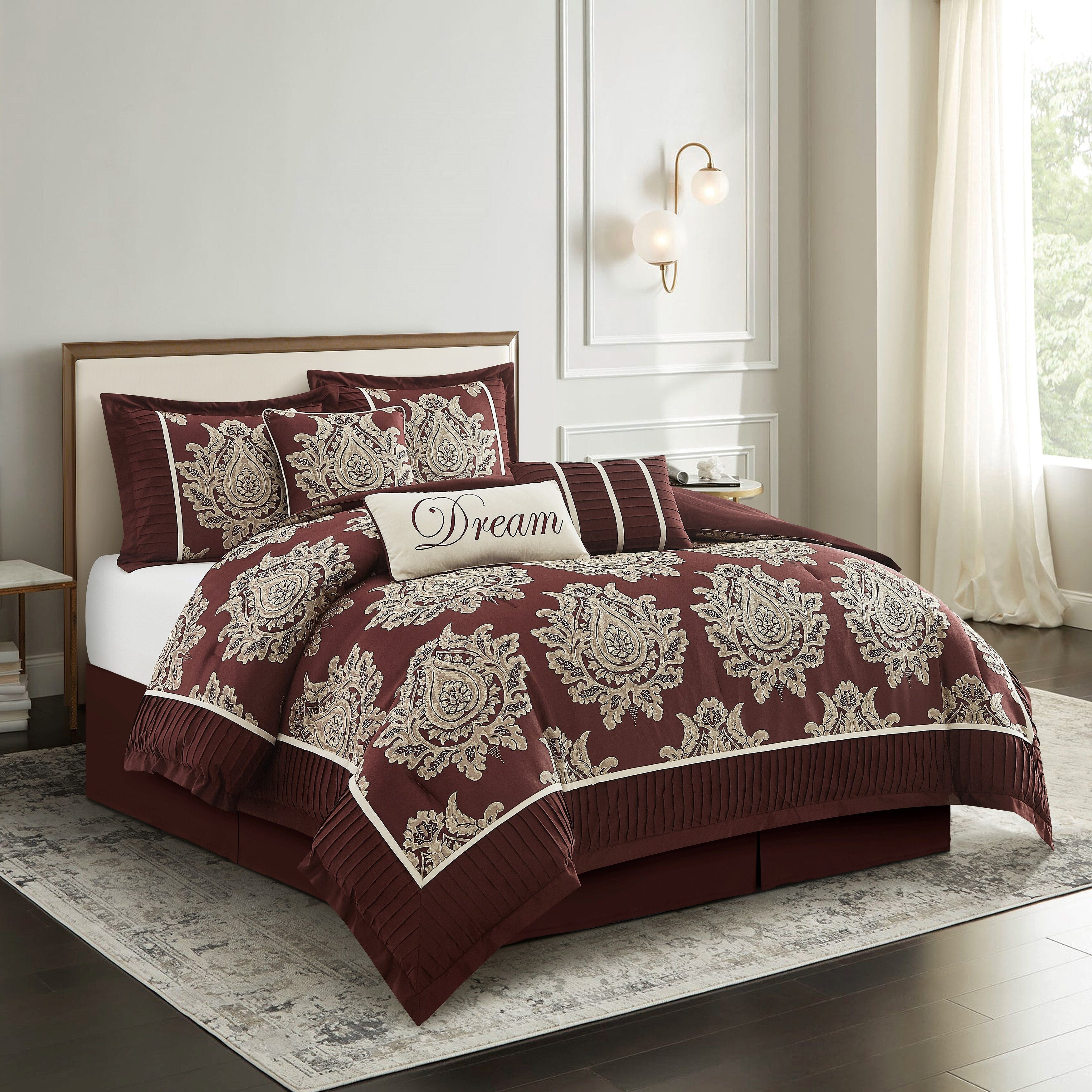 Ensemble de couette traditionnelle damassée Nanshing Tiana 7 pièces