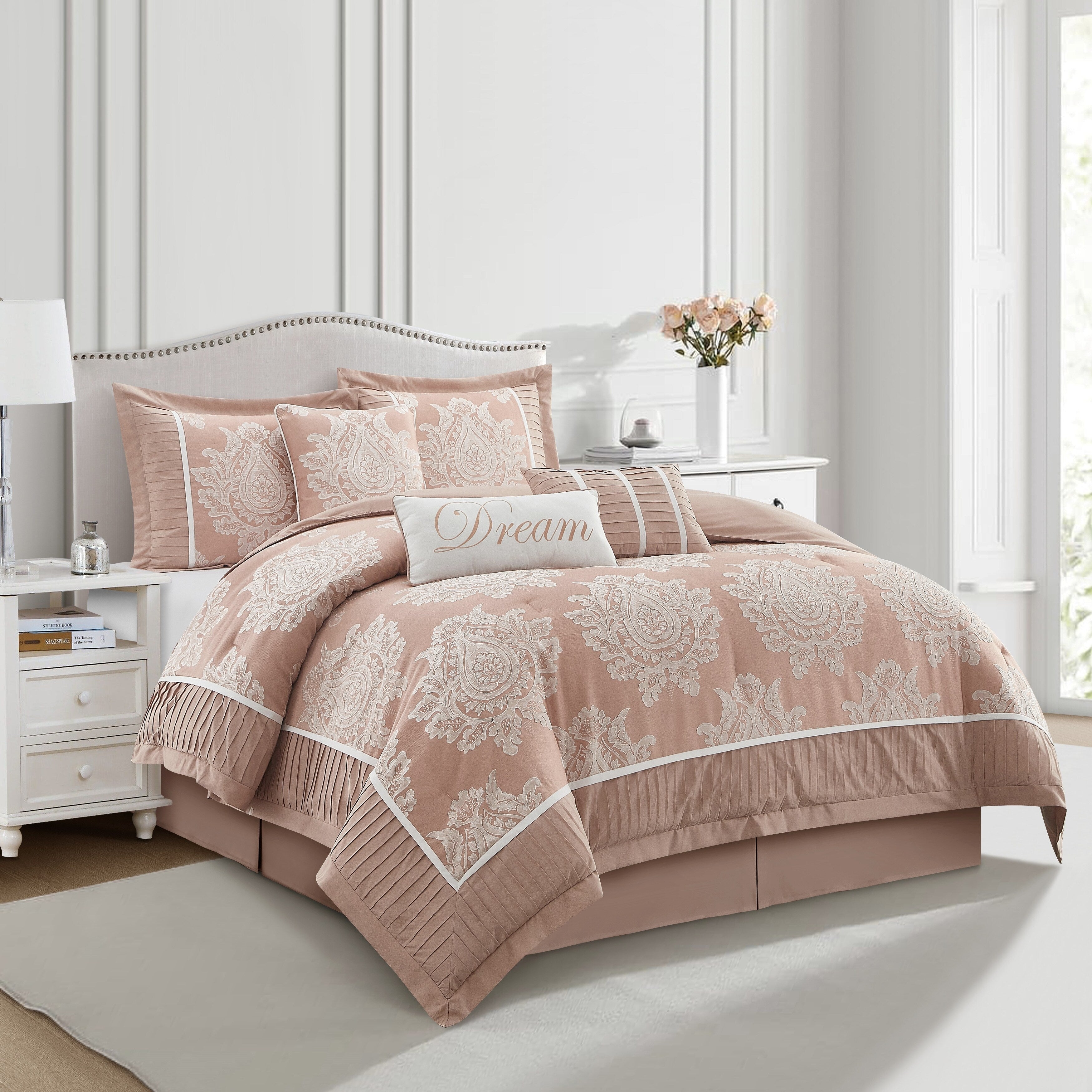 Ensemble de couette traditionnelle damassée Nanshing Tiana 7 pièces
