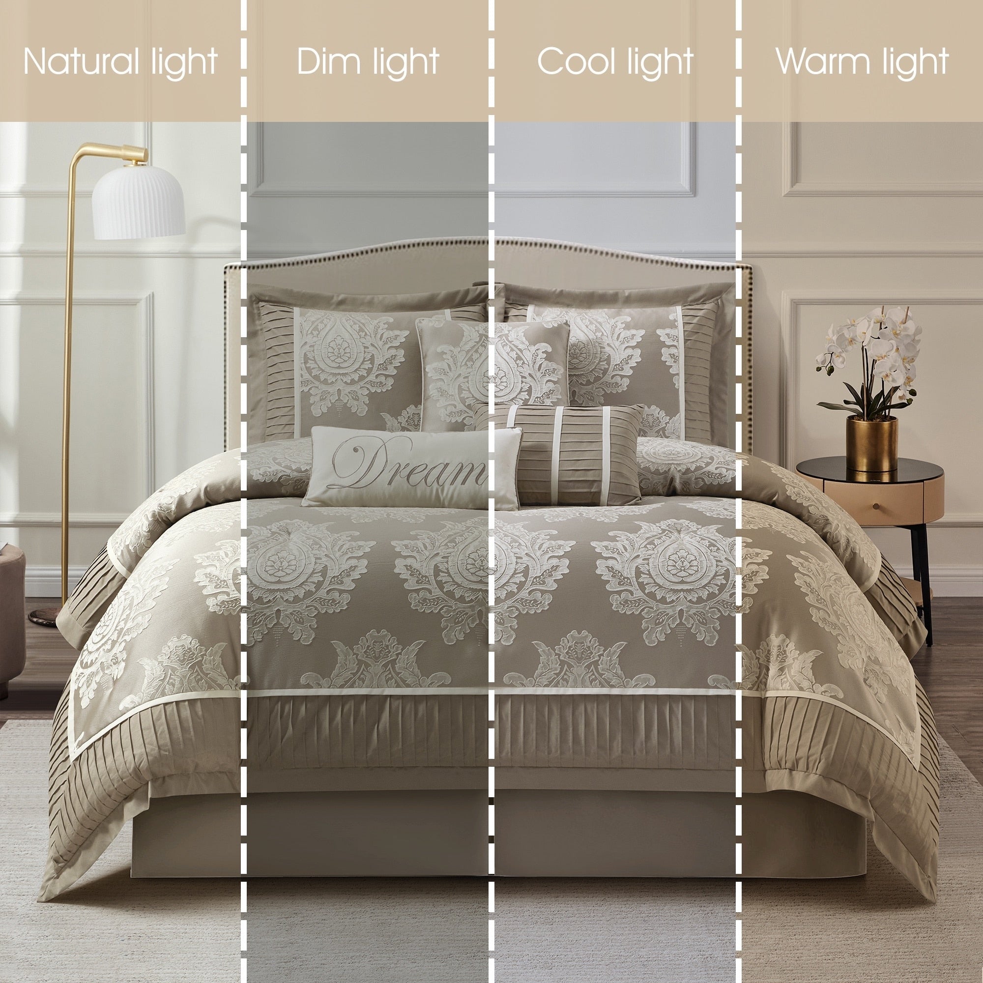 Ensemble de couette traditionnelle damassée Nanshing Tiana 7 pièces
